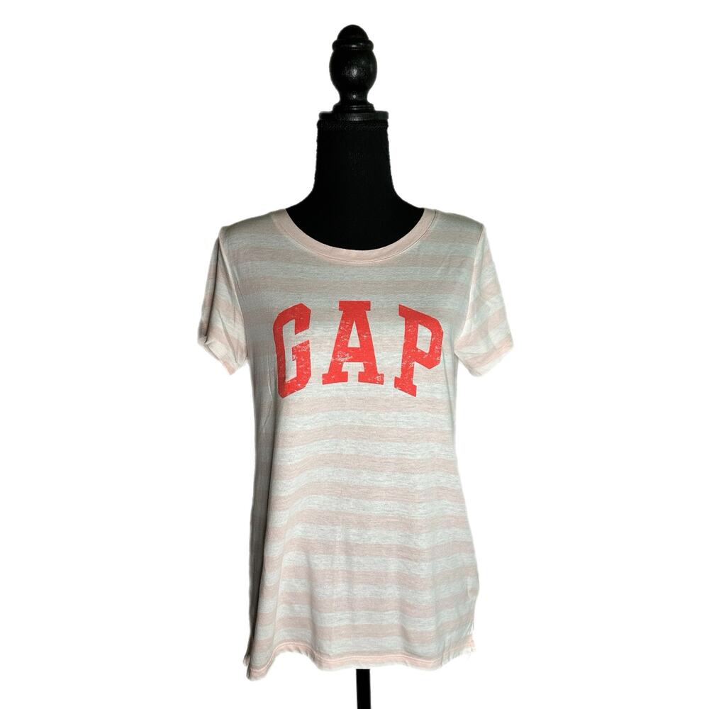 C22 Gap Pink and White Striped Women’s T-shirt, Medium, Pre-owned